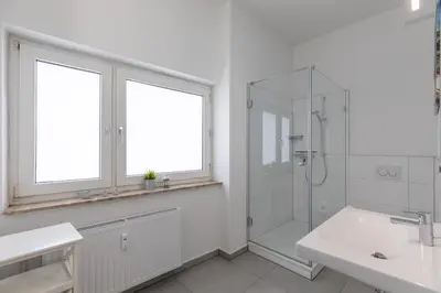 Ein Badezimmer in der Unterkunft Wohnung Deichbude