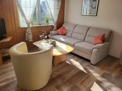 Ein Sitzbereich in der Unterkunft Haus Nordseebrise