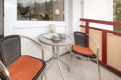 Ein Sitzbereich in der Unterkunft Terrassenhaus, FeWo 22