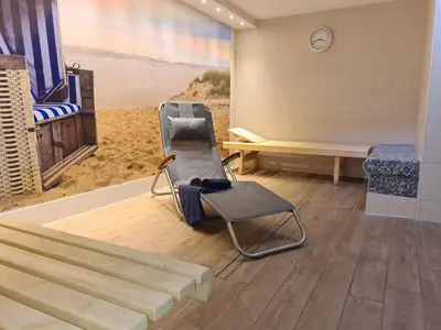 Ein Sitzbereich in der Unterkunft Terrassenhaus, FeWo 76