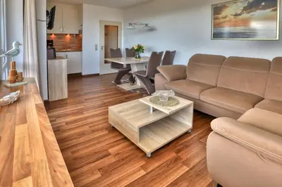 Ein Sitzbereich in der Unterkunft Terrassenhaus, FeWo 88