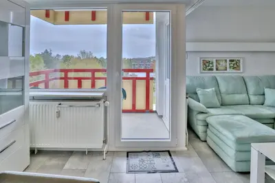 Ein Sitzbereich in der Unterkunft Terrassenhaus, FeWo 66