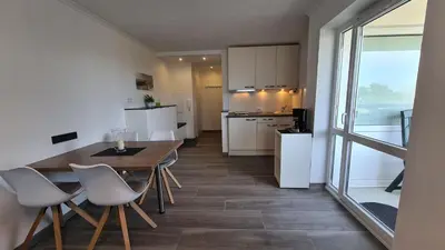 Küche/Küchenzeile in der Unterkunft Terrassenhaus, FeWo 62