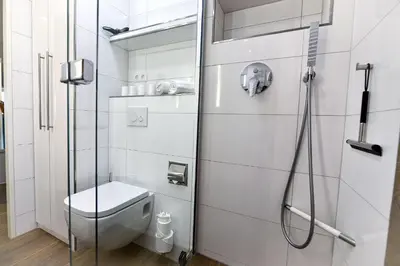 Ein Badezimmer in der Unterkunft Strandhochhaus SG08