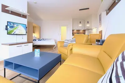 Ein Sitzbereich in der Unterkunft Haus Lord Nelson Döse Wohnung 406