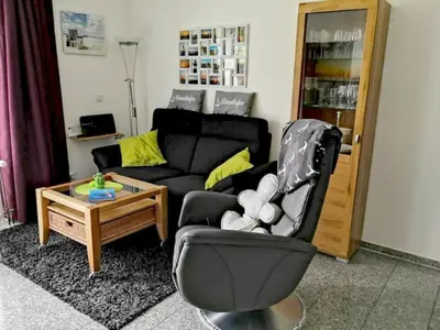 Ein Sitzbereich in der Unterkunft Borkum 3