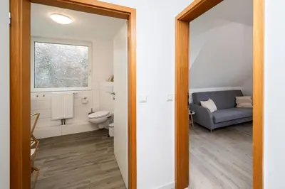 Ein Badezimmer in der Unterkunft Perlebüdchen