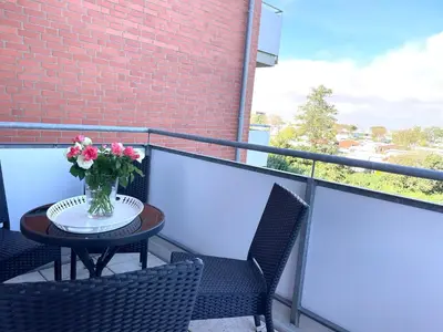 Ein Balkon oder eine Terrasse in der Unterkunft Haus am Waldbad FeWo 21