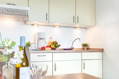 Küche/Küchenzeile in der Unterkunft Ferienwohnung Hafenschlösschen