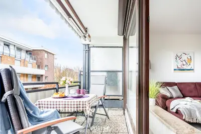 Ein Sitzbereich in der Unterkunft Ferienwohnung Hafenschlösschen