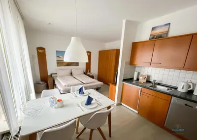 Küche/Küchenzeile in der Unterkunft Residenz Kormoran Wohnung 1.06