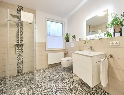 Ein Badezimmer in der Unterkunft Heimathafen