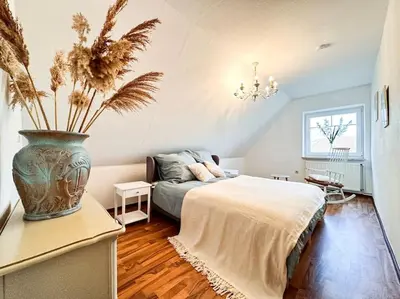 Ein Bett oder Betten in einem Zimmer der Unterkunft Watt'n Traum II - Wohnung nahe Nordseestrand