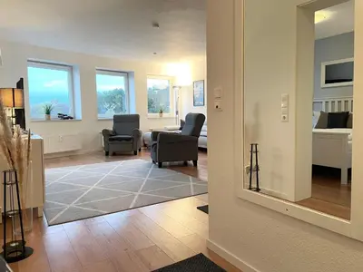 Ein Sitzbereich in der Unterkunft Haus Nordseebrandung FeWo C2.2