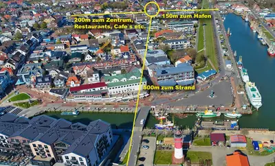 Ein allgemeiner Blick auf Büsum oder ein Stadtblick von der Ferienwohnung aus