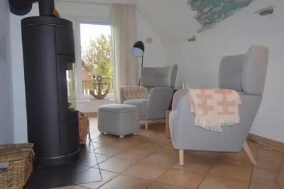 Ein Sitzbereich in der Unterkunft Ferienhaus Heimathafen