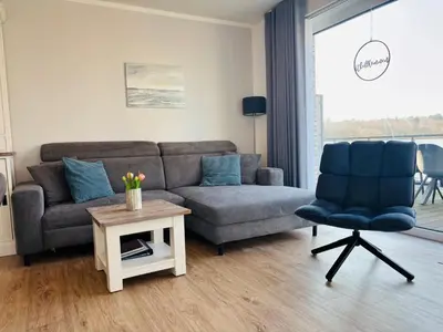 Ein Sitzbereich in der Unterkunft Quartier Hohe Geest 3 - strandnah mit Sauna