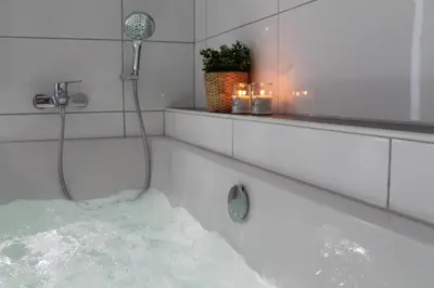 Ein Badezimmer in der Unterkunft Quartier Hohe Geest 3 - strandnah mit Sauna