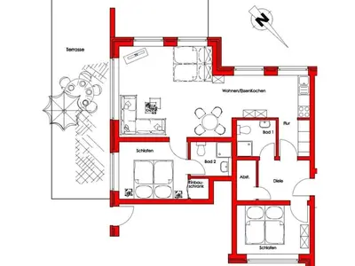 Grundriss der Unterkunft Holiday apartment surfers