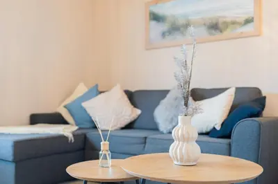 Ein Sitzbereich in der Unterkunft JAKSE-Apartments - Dein Ruhepol an der Nordseeküste mit Sauna