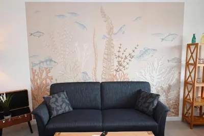Ein Sitzbereich in der Unterkunft Nordseeoase
