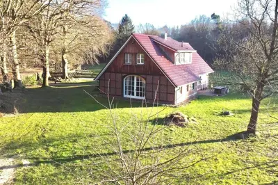 Ein Garten an der Unterkunft Urlaub mit Hund im Ferienhaus am Wingster Wald