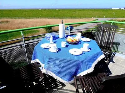 Ein Balkon oder eine Terrasse in der Unterkunft Dat Achterschipp