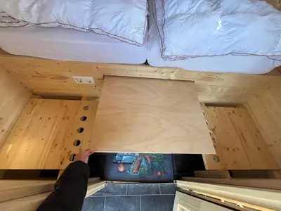 Ein Bett oder Betten in einem Zimmer der Unterkunft Strandgut Kajüte