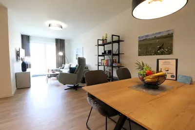 Ein Sitzbereich in der Unterkunft Dorumer Sielhuus 10