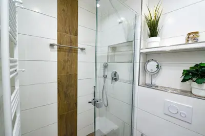 Ein Badezimmer in der Unterkunft Strandhochhaus SF06