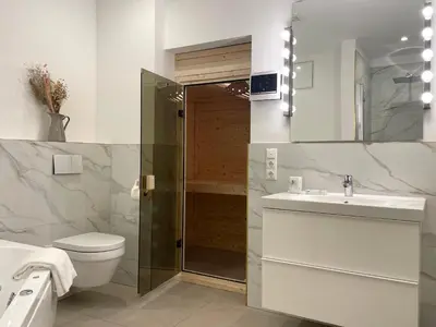 Ein Badezimmer in der Unterkunft Haus Nordseebrandung FeWo 4