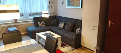 Ein Sitzbereich in der Unterkunft Nordsee-Oase