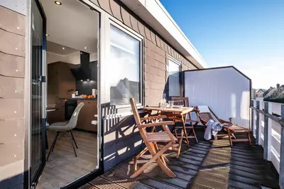 Ein Balkon oder eine Terrasse in der Unterkunft Bielshövensand 15 Retro