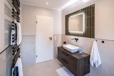 Ein Badezimmer in der Unterkunft Bielshövensand 15 Retro