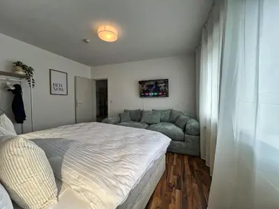 Ein Bett oder Betten in einem Zimmer der Unterkunft Gemütliche helle Ferienwohnung im angesagten Boho Stil #Cosiness Company