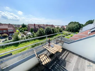 Ein Balkon oder eine Terrasse in der Unterkunft Haus Seeland 1 Wohnung 14
