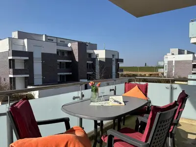 Ein Balkon oder eine Terrasse in der Unterkunft Ferienwohnung de Roggenbloom