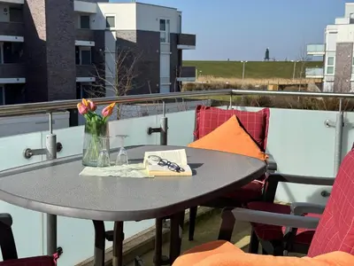 Ein Balkon oder eine Terrasse in der Unterkunft Ferienwohnung de Roggenbloom