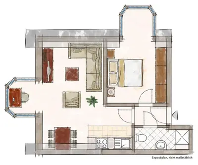 Grundriss der Unterkunft Appartement Cappel Whg 23