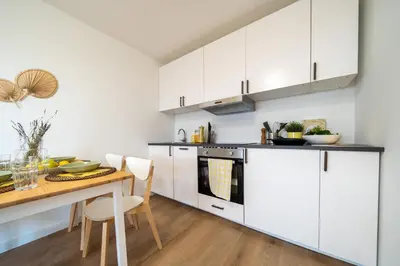 Küche/Küchenzeile in der Unterkunft Appartement Cappel Whg 8