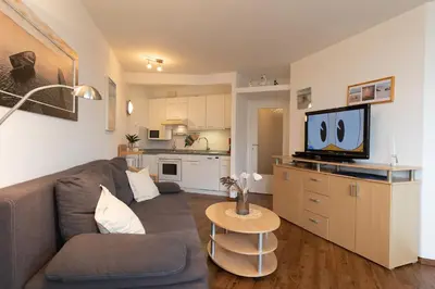 Küche/Küchenzeile in der Unterkunft Appartement Kormoranweg 42-203