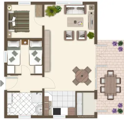 Grundriss der Unterkunft Ferienhaus Kiebitzmoor 7