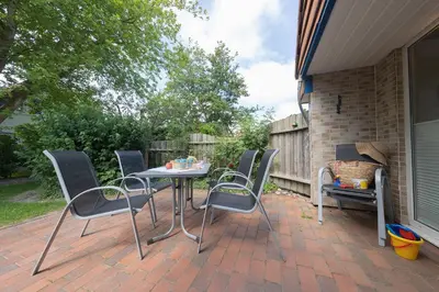 Ein Balkon oder eine Terrasse in der Unterkunft Ferienhaus Knechtsand 09