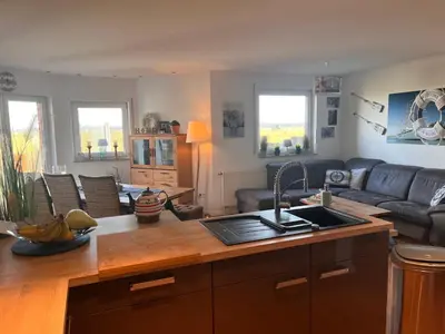 Ein Sitzbereich in der Unterkunft Haus am Meer
