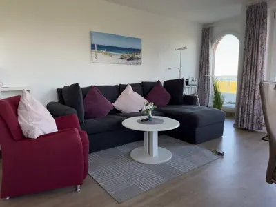 Ein Sitzbereich in der Unterkunft Meerblick Apartment Nordseeperle 11