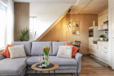 Ein Sitzbereich in der Unterkunft Ferienwohnung Küstenliebe
