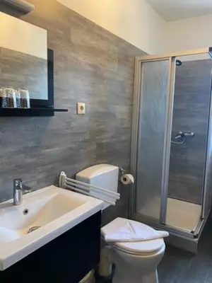 Ein Badezimmer in der Unterkunft Pension Haus Meeresgruss