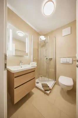 Ein Badezimmer in der Unterkunft Ferienwohnung mit Meerblick Grimmershörnbucht