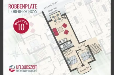 Grundriss der Unterkunft Robbenplate, Whng. 10
