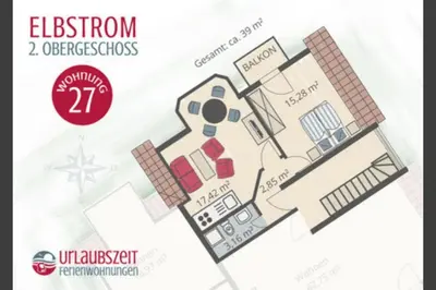 Grundriss der Unterkunft Elbstrom, Ferienwohnung 27